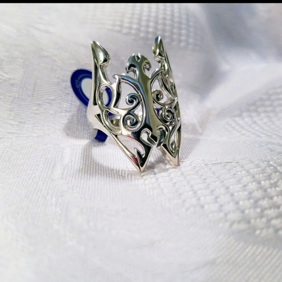 Sterling Silver Gothic Butterfly Ring Size 9 - Picture 3 of 6